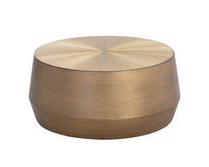 Sunpan Creed Coffee Table - Hand-Etched Iron Design with Drum Base, Perfect for Modern Living Spaces Small - 34W x 34.25D x 15H