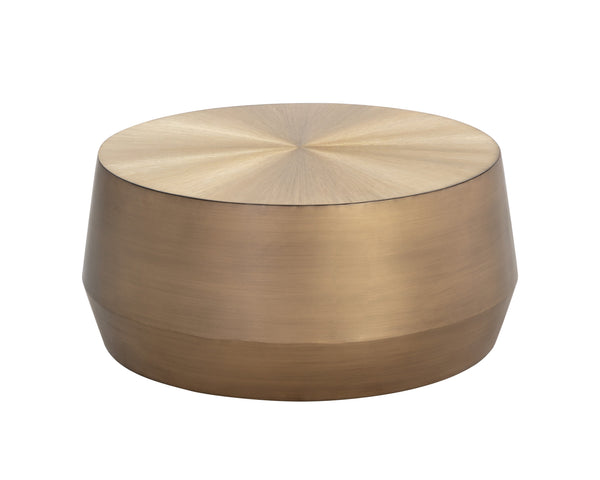 Sunpan Creed Coffee Table - Hand-Etched Iron Design with Drum Base, Perfect for Modern Living Spaces Small - 34W x 34.25D x 15H