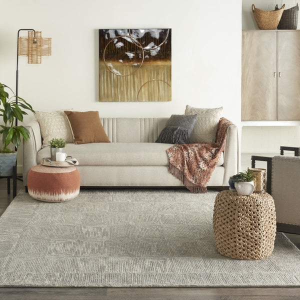 HomeRoots 8' Gray Wool Geometric Area Rug - Elegant, Durable Design for Contemporary Living Spaces and Comfort 8' X 12' 553500