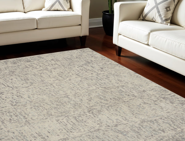 Homeroots 8' Luxurious Ivory And Gray Wool Geometric Area Rug - Perfect For Cozy Modern Home Décor! 8' X 10' Wool 553501