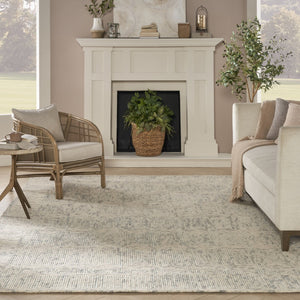 HomeRoots 8' Wool Area Rug in Ivory and Gray - Modern Geometric Design for Stylish Living Spaces & Comfort 8' X 10' 553501