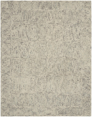 HomeRoots 8' Wool Area Rug in Ivory and Gray - Modern Geometric Design for Stylish Living Spaces & Comfort 8' X 10' 553501