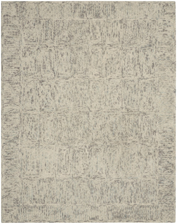 HomeRoots 8' Wool Area Rug in Ivory and Gray - Modern Geometric Design for Stylish Living Spaces & Comfort 8' X 10' 553501