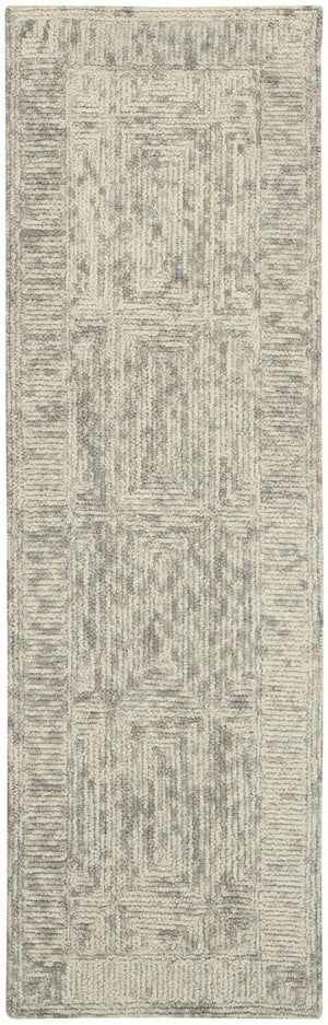 HomeRoots 8' Ivory and Gray Wool Runner Rug - Soft, Durable, and Stylish Geometric Design for Modern Spaces 553503