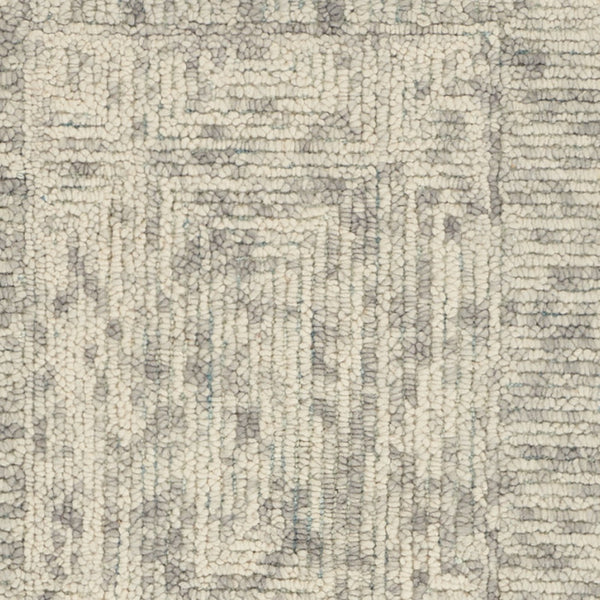 Homeroots 8' Ivory And Gray Wool Geometric Runner Rug - Modern Design For Hallways, Laundry Rooms & More!  Wool 553503