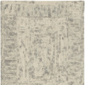 Homeroots 8' Ivory And Gray Wool Geometric Runner Rug - Modern Design For Hallways, Laundry Rooms & More!  Wool 553503