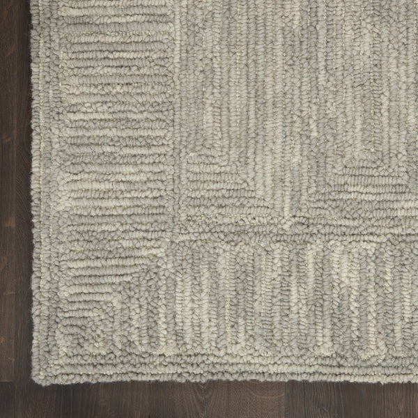 HomeRoots 8' Gray Wool Geometric Runner Rug - Soft, Durable, Modern Design Perfect for Hallways & Narrow Spaces! 553504