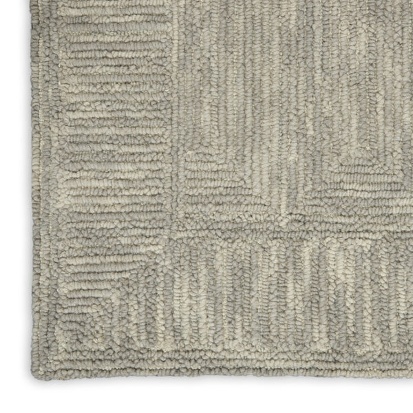 HomeRoots 8' Gray Wool Geometric Runner Rug - Soft, Durable, Modern Design Perfect for Hallways & Narrow Spaces! 553504