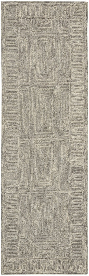 HomeRoots 8' Gray Wool Geometric Runner Rug - Soft, Durable, Modern Design Perfect for Hallways & Narrow Spaces! 553504