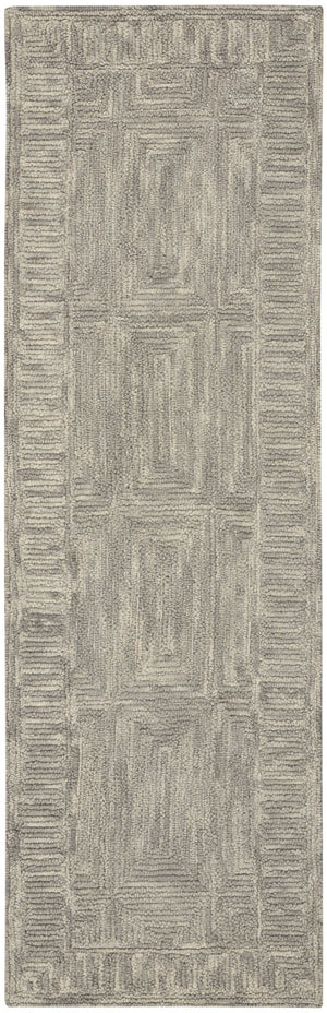 Homeroots 8' Gray Wool Geometric Runner Rug - Stylish, Modern Accent For Hallways, Kitchens, And Laundry Rooms  Wool 553504