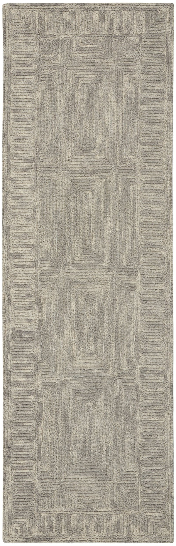 Homeroots 8' Gray Wool Geometric Runner Rug - Stylish, Modern Accent For Hallways, Kitchens, And Laundry Rooms  Wool 553504