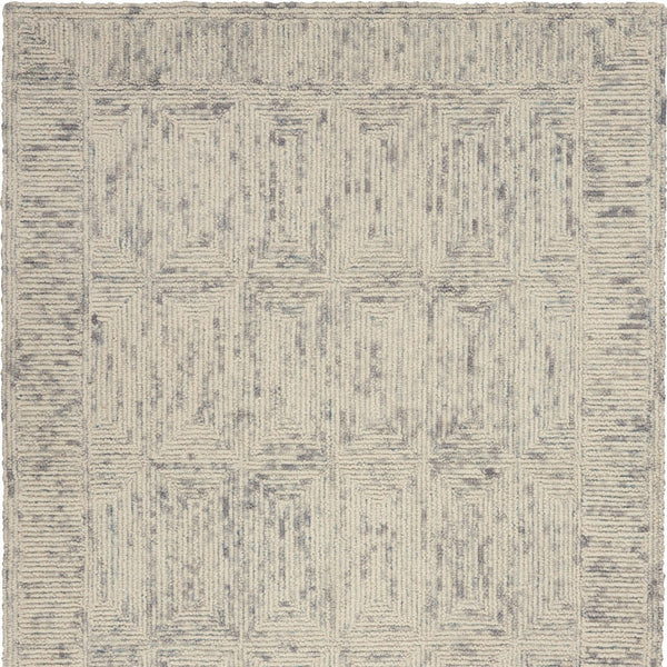 Homeroots 8' Luxurious Ivory And Gray Wool Geometric Area Rug - Perfect For Cozy Modern Home Décor! 5' X 7' Wool 553505