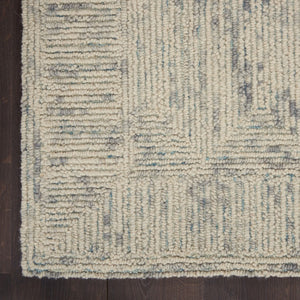 HomeRoots 8' Wool Area Rug in Ivory and Gray - Modern Geometric Design for Stylish Living Spaces & Comfort 5' X 7' 553505