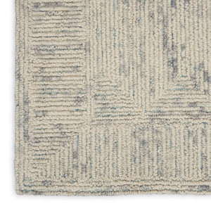 HomeRoots 8' Wool Area Rug in Ivory and Gray - Modern Geometric Design for Stylish Living Spaces & Comfort 5' X 7' 553505