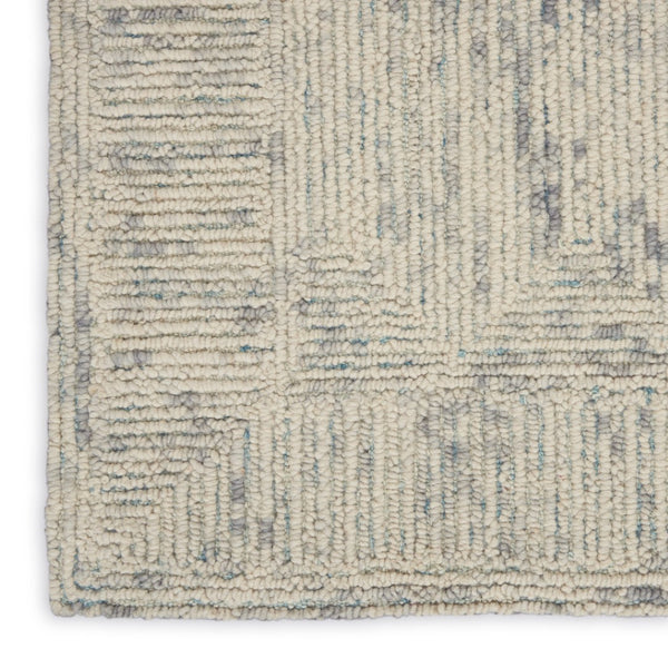 HomeRoots 8' Wool Area Rug in Ivory and Gray - Modern Geometric Design for Stylish Living Spaces & Comfort 5' X 7' 553505