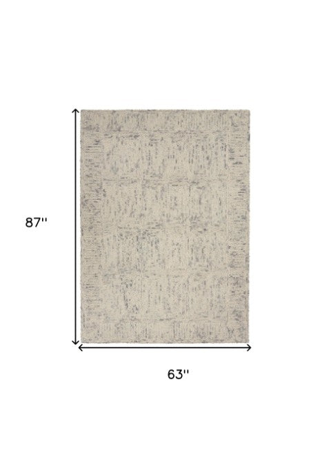 Homeroots 8' Luxurious Ivory And Gray Wool Geometric Area Rug - Perfect For Cozy Modern Home Décor! 5' X 7' Wool 553505