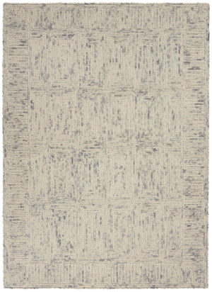 HomeRoots 8' Wool Area Rug in Ivory and Gray - Modern Geometric Design for Stylish Living Spaces & Comfort 5' X 7' 553505