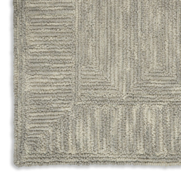 HomeRoots 8' Gray Wool Geometric Area Rug - Elegant, Durable Design for Contemporary Living Spaces and Comfort 5' X 7' 553506