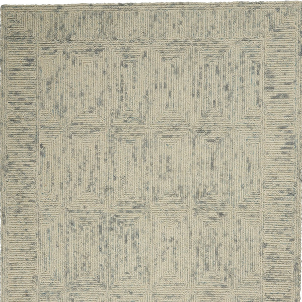 Homeroots 8' Luxurious Ivory And Gray Wool Geometric Area Rug - Perfect For Cozy Modern Home Décor! 4' X 6' Wool 553507
