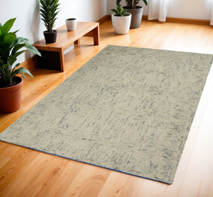 Homeroots 8' Luxurious Ivory And Gray Wool Geometric Area Rug - Perfect For Cozy Modern Home Décor! 4' X 6' Wool 553507
