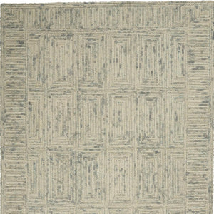 HomeRoots 8' Wool Area Rug in Ivory and Gray - Modern Geometric Design for Stylish Living Spaces & Comfort 4' X 6' 553507