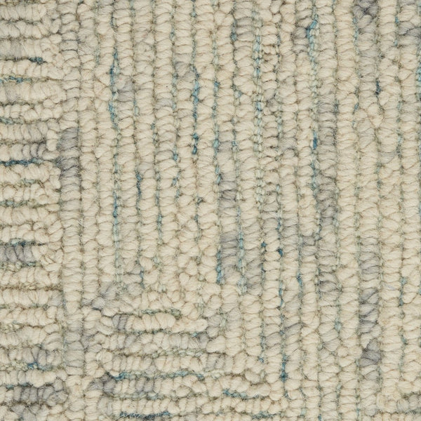 HomeRoots 8' Wool Area Rug in Ivory and Gray - Modern Geometric Design for Stylish Living Spaces & Comfort 4' X 6' 553507