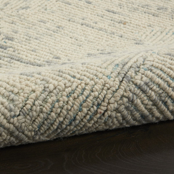 HomeRoots 8' Wool Area Rug in Ivory and Gray - Modern Geometric Design for Stylish Living Spaces & Comfort 4' X 6' 553507