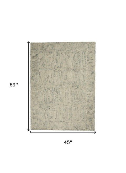 Homeroots 8' Luxurious Ivory And Gray Wool Geometric Area Rug - Perfect For Cozy Modern Home Décor! 4' X 6' Wool 553507