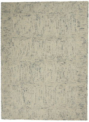 HomeRoots 8' Wool Area Rug in Ivory and Gray - Modern Geometric Design for Stylish Living Spaces & Comfort 4' X 6' 553507