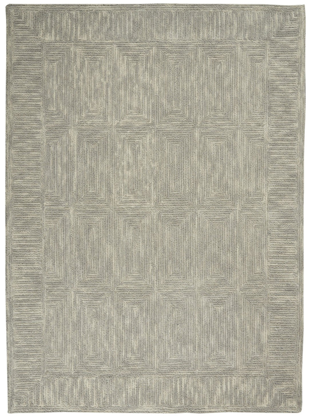 HomeRoots 8' Gray Wool Geometric Area Rug - Elegant, Durable Design for Contemporary Living Spaces and Comfort 4' X 6' 553508