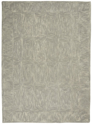 HomeRoots 8' Gray Wool Geometric Area Rug - Elegant, Durable Design for Contemporary Living Spaces and Comfort 4' X 6' 553508