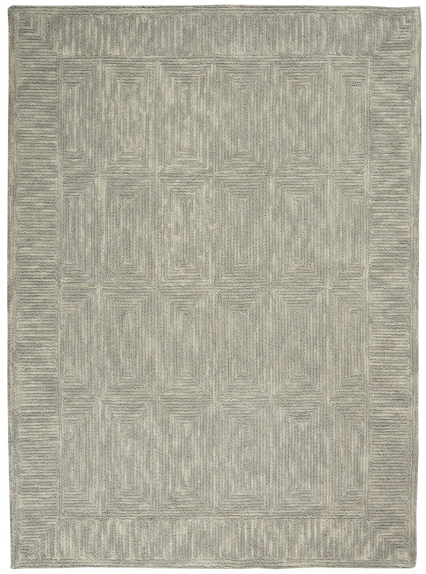 HomeRoots 8' Gray Wool Geometric Area Rug - Elegant, Durable Design for Contemporary Living Spaces and Comfort 4' X 6' 553508