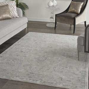 HomeRoots 5' Beige and Gray Floral Medallion Area Rug - Timeless Style for Living Rooms and Dining Spaces 4' X 6' 553509