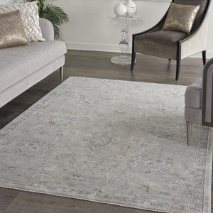 Homeroots 4' X 6' Gray Floral Power Loom Area Rug  Polyester 553509