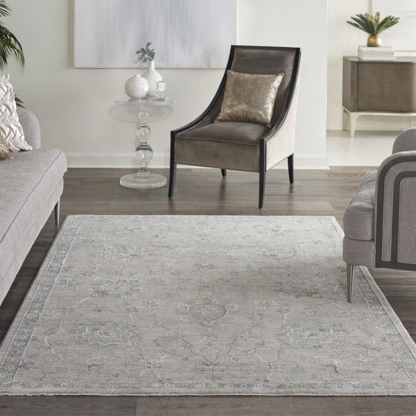 HomeRoots 5' Beige and Gray Floral Medallion Area Rug - Timeless Style for Living Rooms and Dining Spaces 4' X 6' 553509