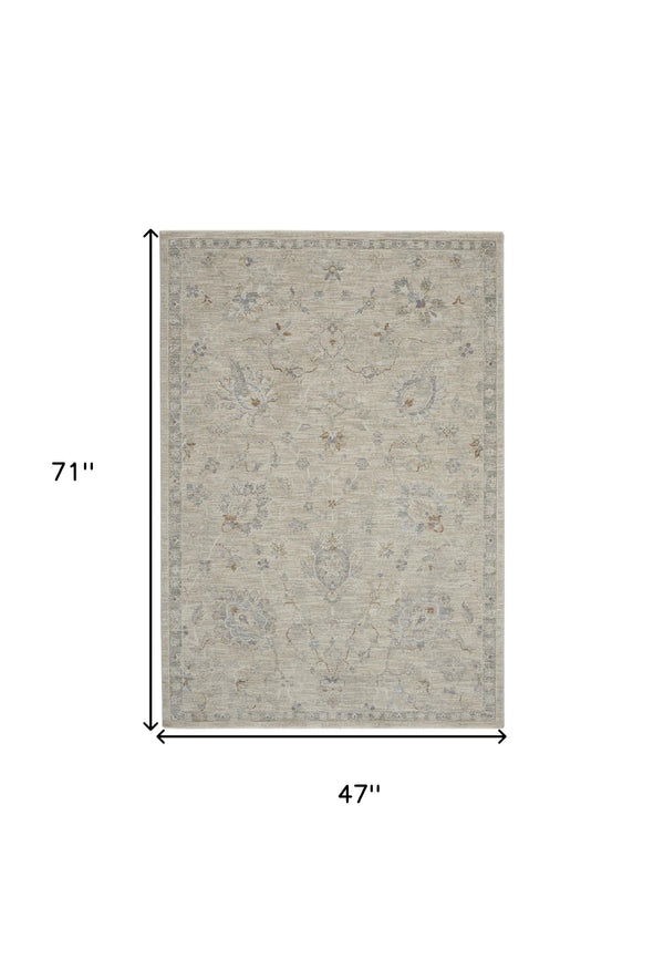 Homeroots 4' X 6' Gray Floral Power Loom Area Rug  Polyester 553509