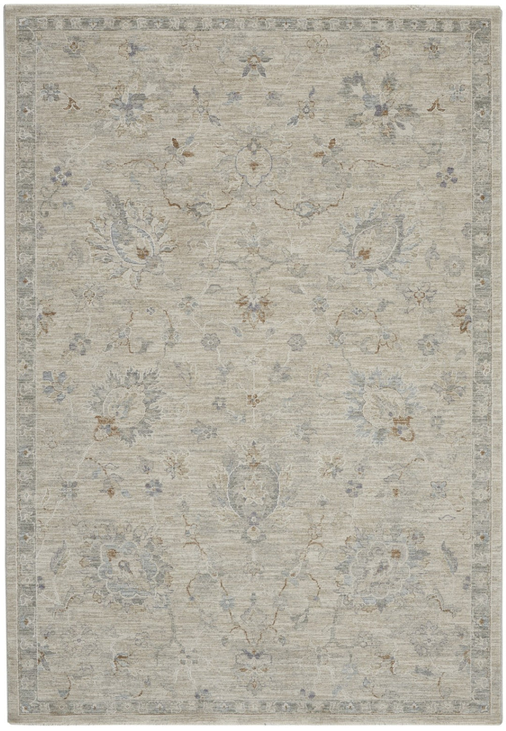 HomeRoots 5' Beige and Gray Floral Medallion Area Rug - Timeless Style for Living Rooms and Dining Spaces 4' X 6' 553509