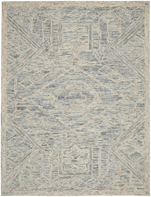 Homeroots 8' X 11' Tan And Blue Wool Geometric Area Rug  Wool 553510
