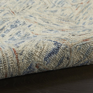 HomeRoots 8' Modern Geometric Tan and Blue Wool Area Rug for Contemporary Living Spaces, Durable and Stylish 8' X 11' 553510