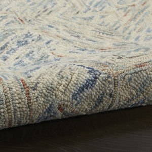 Homeroots 8' X 11' Tan And Blue Wool Geometric Area Rug  Wool 553510