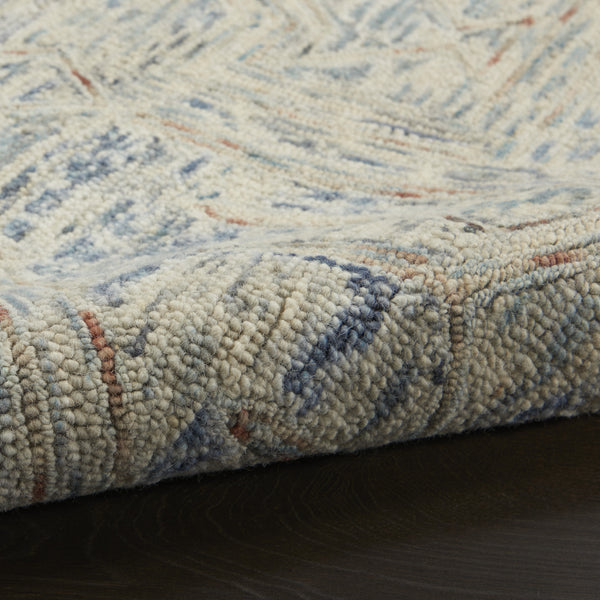 Homeroots 8' X 11' Tan And Blue Wool Geometric Area Rug  Wool 553510