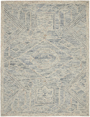 HomeRoots 8' Modern Geometric Tan and Blue Wool Area Rug for Contemporary Living Spaces, Durable and Stylish 8' X 11' 553510