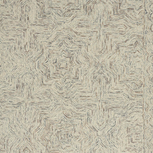 Homeroots 5' X 8' Ivory And Blue Wool Geometric Area Rug  Wool 553511