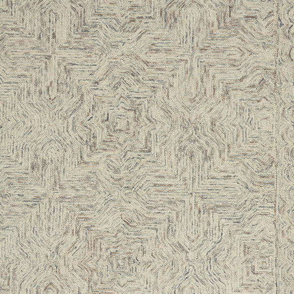 Homeroots 5' X 8' Ivory And Blue Wool Geometric Area Rug  Wool 553511