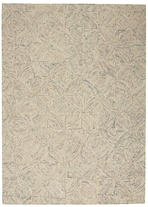 Homeroots 5' X 8' Ivory Tan And Gray Wool Geometric Area Rug  Wool 553513