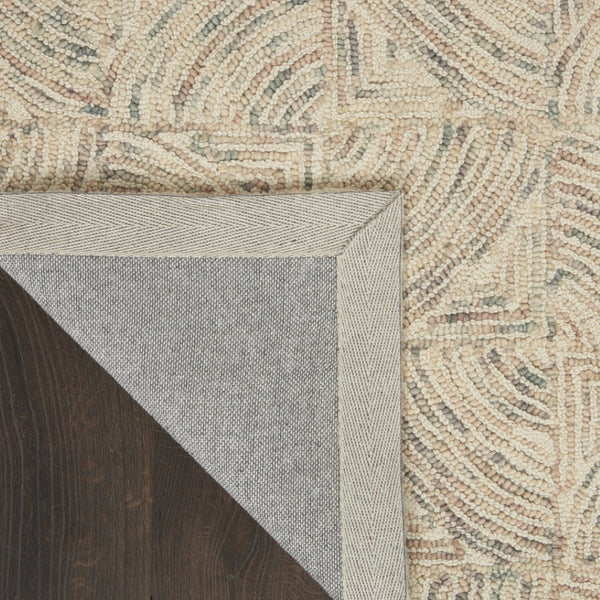 HomeRoots 5' Luxurious Ivory Tan and Gray Wool Geometric Area Rug for Contemporary Home Decor Style 5' X 8' 553513