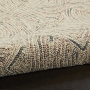 HomeRoots 5' Luxurious Ivory Tan and Gray Wool Geometric Area Rug for Contemporary Home Decor Style 5' X 8' 553513