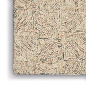 HomeRoots 5' Luxurious Ivory Tan and Gray Wool Geometric Area Rug for Contemporary Home Decor Style 5' X 8' 553513