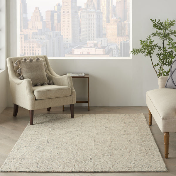 Homeroots 5' X 8' Ivory Tan And Gray Wool Geometric Area Rug  Wool 553513