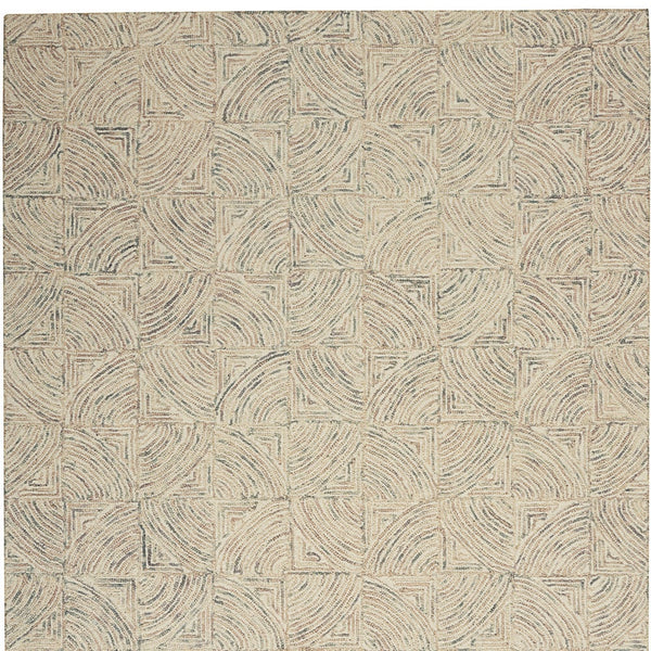 Homeroots 5' X 8' Ivory Tan And Gray Wool Geometric Area Rug  Wool 553513